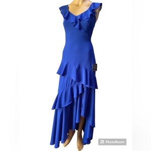 Blue maxi dress with ruffles